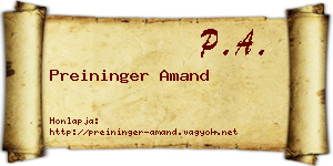 Preininger Amand névjegykártya